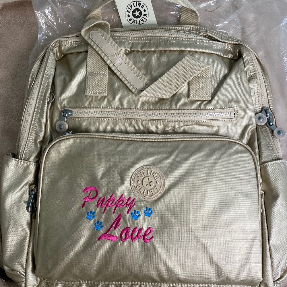 Kipling Audrie Backpack Diaper Bag Gold Metallic (Quartz Metallic)